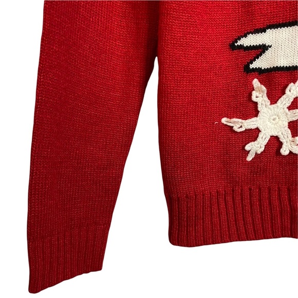 Karen Scott Red Knit Sweater Snowman Snowflake Embellishment Small S - Picture 5 of 13